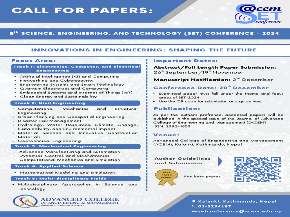 CALL FOR PAPERS: 5th SET CONFERENCE 2024